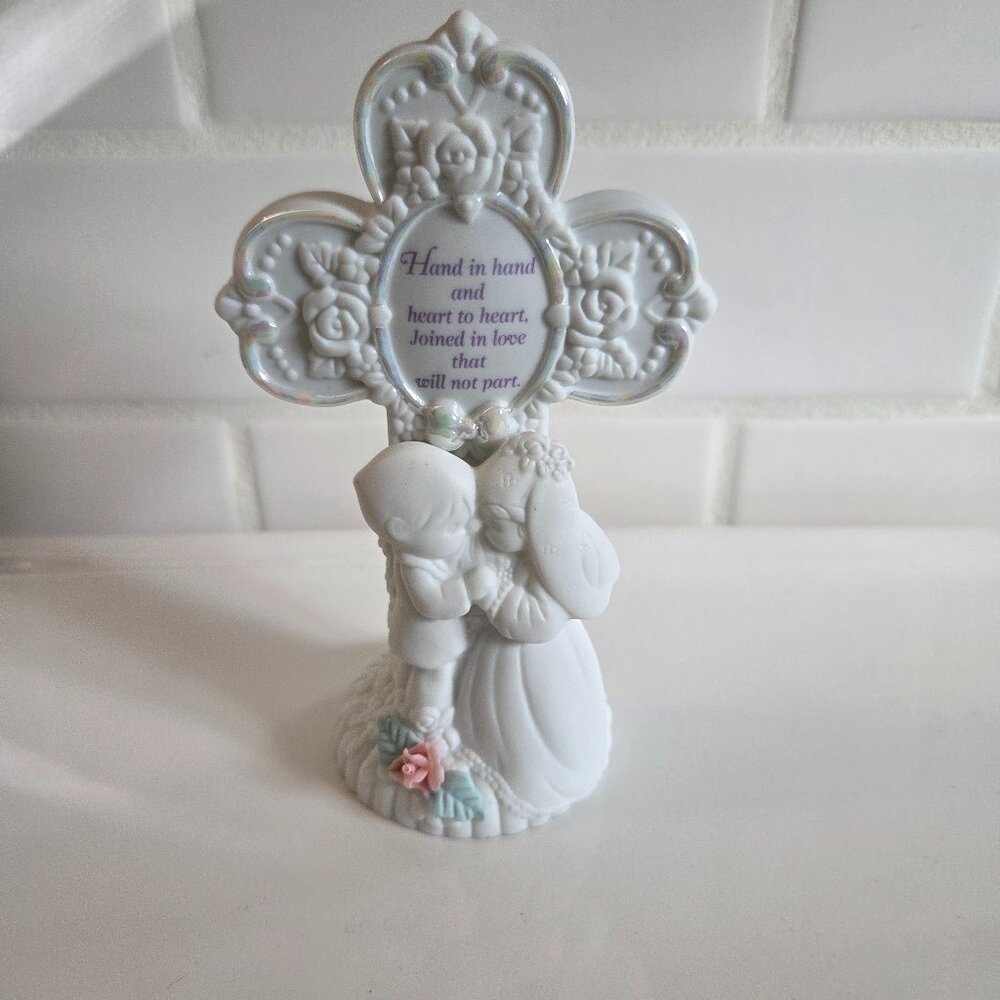 Vintage Precious Moments Cross with Bride and Groom Figurine 1984
